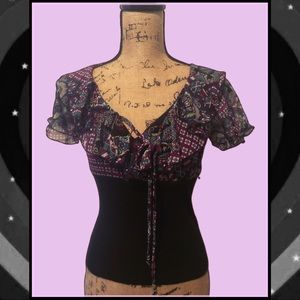 Vintage y2k Ruffle Peasant Top